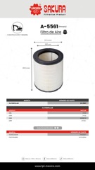 FILTRO DE AIRE CAT 6I-2507 A-5561 | P532507 AF25288M RS3512 46591 | SAKURA FILTER