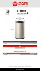 FILTRO DE AIRE CUMMINS 4315257 A-57620 | AF25156 | SAKURA FILTER