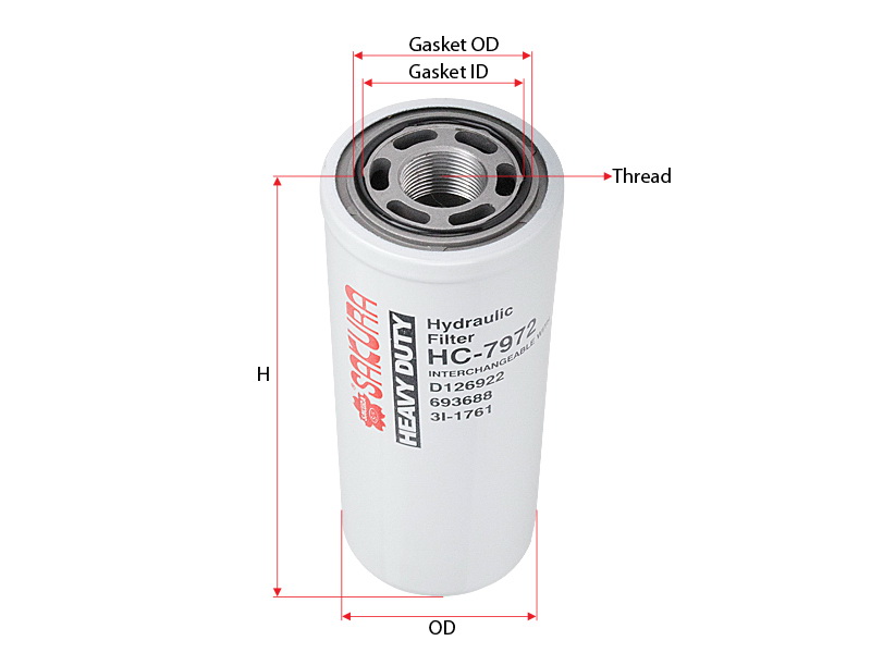 FILTRO HIDRAULICO CAT 3I-1761 , TOYOTA : 6751-242820-71 , FIAT : 73131887 HC-7972 | P177047 HF6563 BT8861 51494 | SAKURA FILTER